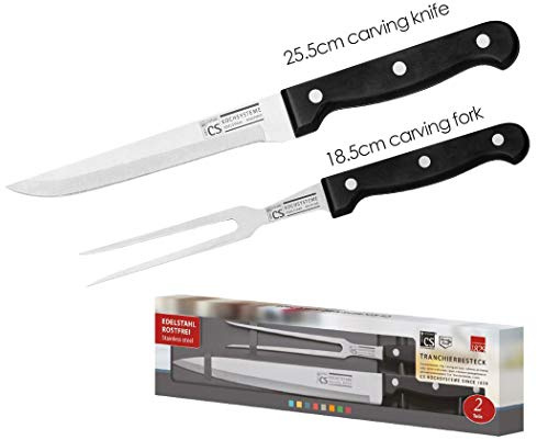 Set Carving CS Solingen Coltello + Forchettone in Acciaio Inox Made in Germania