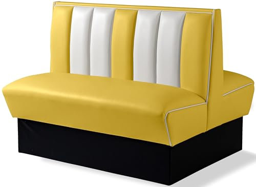 Bel Air Dinerbank & Eckbank – Retro Sitzbank im Dinermöbel-Design – Perfekt für Gastronomie, Lounge & Zuhause – Robuste Verarbeitung & komfortable Polsterung - Retro Design Fifties Style (Yellow)
