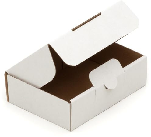 KK Verpackungen Maxibriefkartons 150 x 105 x 46 mm Weiß DIN A6 (Außenmaß 159 x 115 x 48 mm) | 50 Stück, Versandkartons Faltschachteln Maxibrief Post-Kartons für Warensendungen Büchersendungen (MB08)