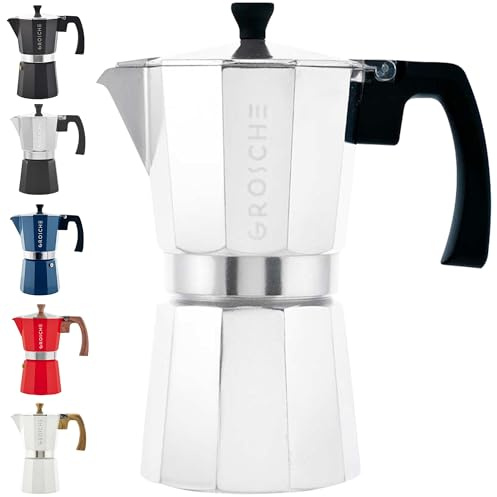 GROSCHE Milano Moka Pot | 9 Espresso Cup - 15.2 oz | Stovetop Espresso Percolator & Coffee Maker – Portable, Ideal for Home and Camping