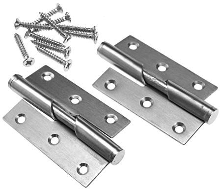 Türscharniere mit Hebefunktion, 7,6 cm / 10,2 cm, Anschlag rechts oder links, Edelstahl, 2 Stück, Left 3