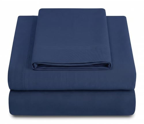 Crescent Twin Extra Long 100% Cotton jersey Sheet Set - Soft and Comfy Bedding Navy Twin XL