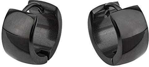 Bungsa Unisex Creolen breit glänzend schwarz aus 316L Edelstahl