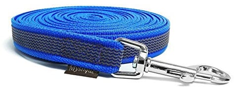 Mystique® Gummierte Schleppleine 20mm mit Handschlaufe Standard Karabiner blau 15m