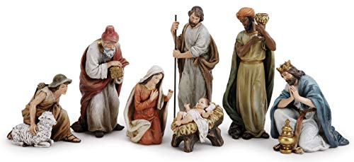 Joseph's Studio by Roman - 7-teiliges Krippen-Set, enthält Heilige Familie, Weise und Hirte, 24,1 cm hoch, Harz und Stein, dekorative Figuren, Sammlung, langlebig, langlebig