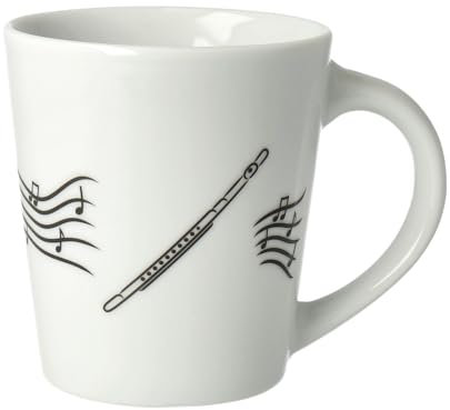 blasmusik-shop Tasse, Querflöte, Weiß, Porzellan, Zylinder, 1 Stück (1er Pack), Zuhause, Heißgetränke