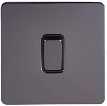 Schneider Electric Ultimate Screwless Flat Plate - Single Light Switch Double Pole, 20AX, GU2410BBN, Black Nickel with Black Insert