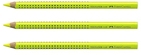 Faber-Castell Trockentextmarker GRIP TEXTLINER DRY, gelb, 3er Pack, Extra dicke, weiche und leucht-starke Mine mit einem Durchmesser von ca. 5.4 mm, Markierstift, Textmarker