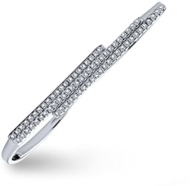 Boho Cubic Zirconia Mode Geometrische Cz Pave Double Sideway Bar Zwei Finger Ring Für Teenager Für Frauen .925 Sterling Silber