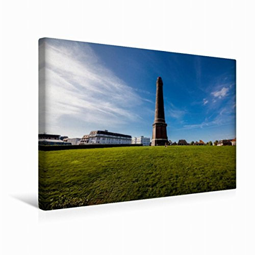 Premium Textil-Leinwand 45 x 30 cm Quer-Format Borkum - Neuer Leuchtturm | Wandbild, HD-Bild auf Keilrahmen, Fertigbild auf hochwertigem Vlies, Leinwanddruck von H. Dreegmeyer
