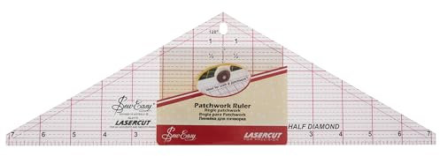Sew Easy Half Diamond Template – 14.5 x 4.5” Quilting & Patchwork Rule for Applique Sewing, Transparent Acrylic Non-Slip