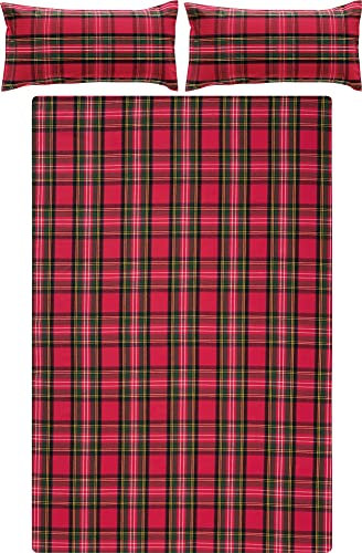 Erwin Müller warme Bettwäsche Flanell buntgewebt rot Größe 40x80 cm / 200x220 cm - hautsympathisch, atmungsaktiv, samtweich, 100% Baumwolle, mit Knopfverschluss