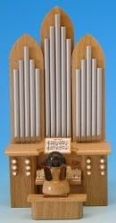 Engel an der Orgel mit Spielwerk O Tannenbaum - natur - stehend - 6cm / Weihnachtsengel - Original Erzgebirge Engel -Kunstgewerbe Uhlig