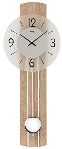 AMS Moderne Wanduhr mit Quartzwerk, batteriebetrieben Quartz-Pendeluhr 60cm- 7274