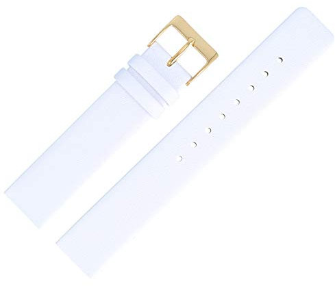 MARBURGER Uhrenarmband 18mm Leder Weiss Gold Glatt - Montage Set 7621820000220