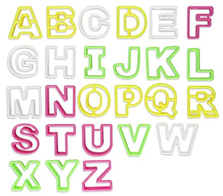 ilauke - 26 moldes grandes de las letras del alfabeto, moldes multicolores de plástico para repostería