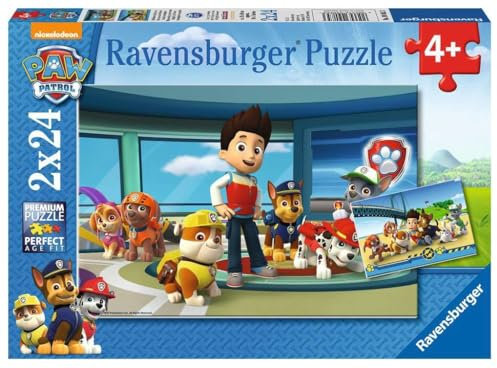 Ravensburger Kinderpuzzle - 09085 Hilfsbereite Spürnasen - Puzzle für Kinder ab 4 Jahren, Paw Patrol Puzzle mit 2x24 Teilen