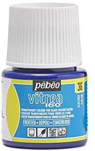 PEBEO 112036 - Transparent Glass Paint Vitrea 160°C - Azure - 45 ML
