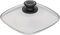 Eckiger AMT Gastroguss Glasdeckel mit Deckelknopf und AMT-Original-Banderole, 28 x 28 cm, passend für AMT Gastroguss Produkte (Eckpfannen), AMZN-E28-Z1-L2