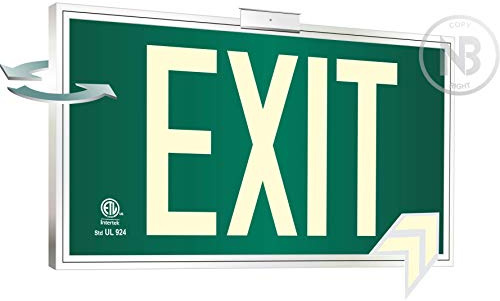 nachleuchtend EXIT Schild grün gerahmt Flagge/Deckenhalterung doppelseitig. UL 924 Code geprüft.