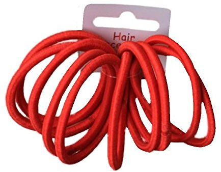 Set of 10 Red Thick Snag Free Endless Hair Elastics Bobbles Hair Bands by Pritties Accessories
