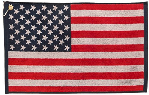 JP LANN GOLF USA Flag Golf Towel - Jacquard Style, Red/White/Blue, 16 x 24