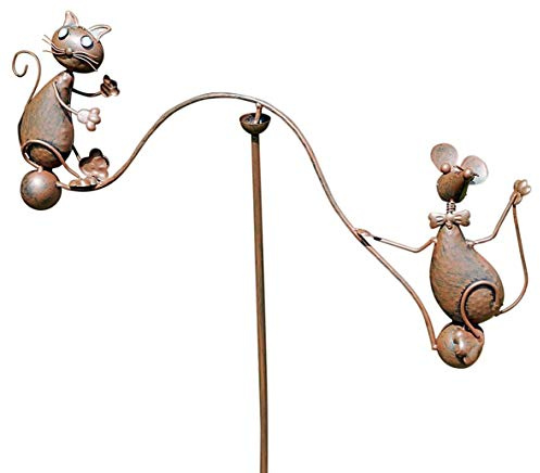 51 Cat & Mouse Rocking Balancing Metal Garden Wind Rocker Spinner