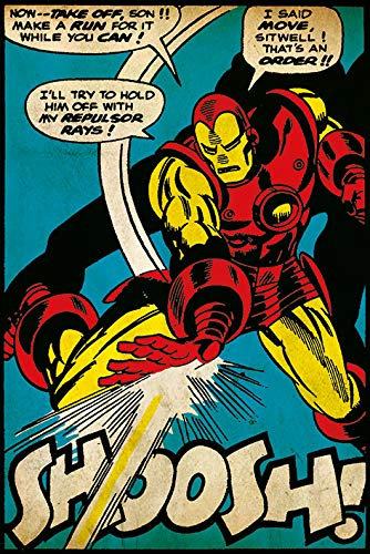 Pyramid International Iron Man, Shoosh Maxi Poster, Wood, Multi-Colour, 61 x 91.5 cm