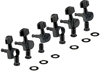 Ping 6-In-Line Screwless Mount Geared Machine Heads. 6-Left Black (P2659)