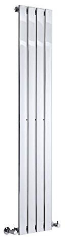 Milano Alpha Chrome Vertical Single Flat Panel Radiator - 1600mm x 300mm