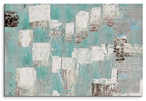 Paul Sinus Art 120x80cm Leinwandbild Leinwanddruck Kunstdruck Wandbild türkis blau beige grau