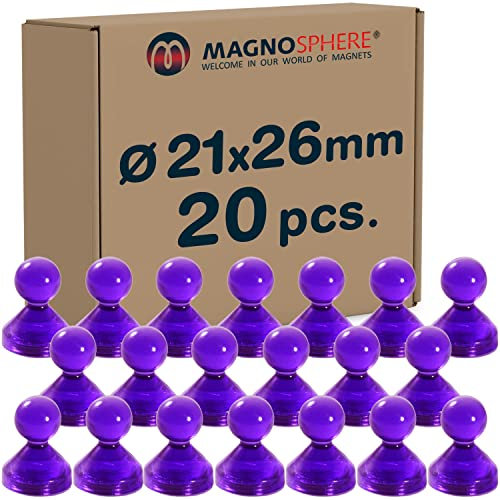 Magnete für Magnettafel Ø 21mm Mini Magnete für Pinnwand Kühlschrank Magnete Neodym Magnet extra stark für Whiteboards, Farbe:violett