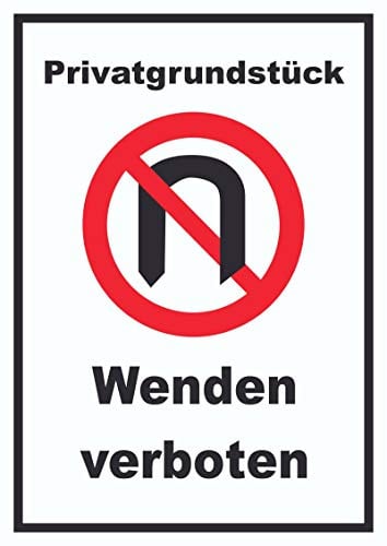 HB-Druck Privatgrundstück Wenden verboten Schild A4 Rückseite selbstklebend