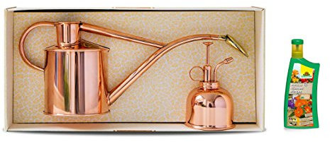 Haws Kupfer Gießkanne, Pflanzensprüher und Neudorff Bio Trissol Blumendünger 250 ml im Set
