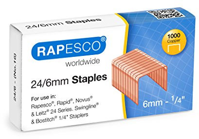Rapesco S24600Z3 Typ 24/6 mm (No.16) Verkupferte Heftklammern, 1000 Stück