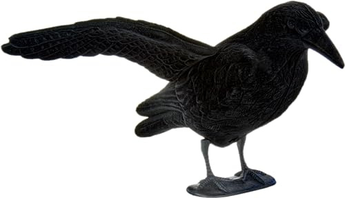 EUROHUNT Lockkrähe mit Flügeln, Erdspieß und Fußständer-Beflockt Lockvogel, Schwarz