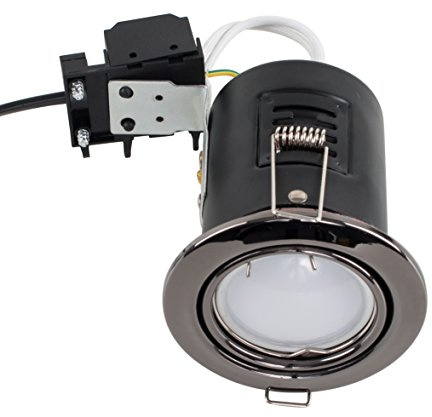 MiniSun | Fire Rated Black Chrome Tiltable GU10 Recessed Ceiling Downlights | LED Bulbs, Home Décor & Improvement Essential | Includes Bulb [3000K Warm White] | Mains Wired