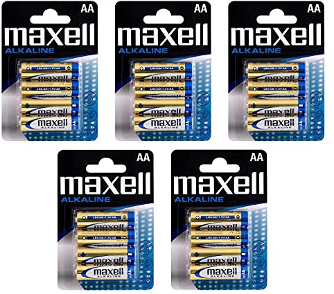 Maxell - Lote de 5 juegos de 4 pilas alcalinas AA Mignon LR6 1,5 V
