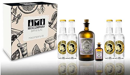 Monkey 47 Gin Tonic Set/Geschenkset - Monkey 47 Schwarzwald Dry Gin 500ml + 50ml(47% Vol) + 4x Thomas Henry Tonic Water 200ml - Inkl. Pfand MEHRWEG