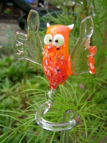 Glasfiguren Bastick Eule orange-Orchideenstab-Blumenstab-Rankhilfe-u-3
