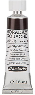 Schmincke - Horadam Gouache, Vandyckbraun, 15 ml-Tube, 12 652 006, feinste Gouache, natürliche Deckkraft, höchst pigmentiert, farbintensiv und matt