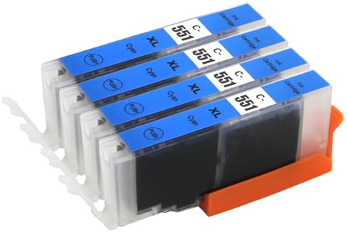 4 Go Inks Cyan Ink Cartridges to replace Canon CLI-551C Compatible / Non-OEM for PIXMA Printers, High Capacity