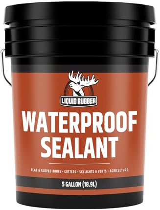 Liquid Rubber Waterproof Sealant – DIY Leak Repair Coating for Flat, Metal & Low Slope Roofs, Foundations, Gutters & More – Flexible Protective Membrane - Black - 5 Gallon