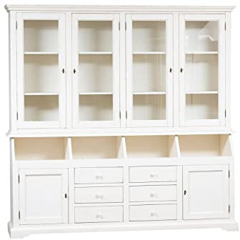 Biscottini Buffetschrank Holz massiv Made in Italy - Vitrinenschrank Vintage 230x50x226 cm - Küchenbuffet buffetschrank landhausstil - Wohnzimmer möbel
