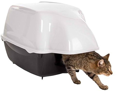 Cat Litter tray Innovative Outdoor in Black and White, with Extra Large Entry, Waterproof Hood, Suitable for Larger Cats