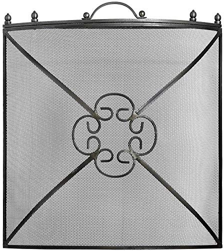 Hill 1975 Mesh Fireguard in Antique Pewter Effect Finish, Metal, Steel, Mixed, one