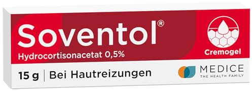 Soventol HydroCortisonACETAT 0,5% Cremogel 15 g bei Sonnenbrand, Hautentzündungen & Juckreiz - kühlt sanft & schnell die Haut - entzündungshemmend