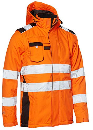 Elka Softshell-Winterjacke abzippbare Ärmel, Warnschutzjacke Orange/Grau, Größe S