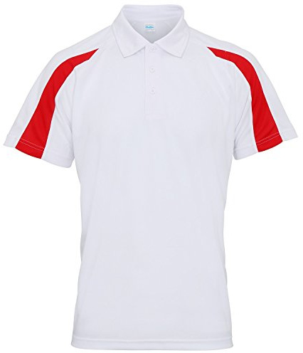 AWDis Cool Contrast Polo Arctic White/Fire Red