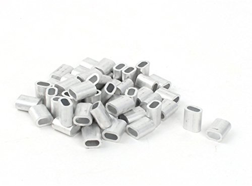 Sourcingmap 3mm Diameter Steel Wire Rope Aluminum Ferrules Sleeves Clip Fitting Cable Crimps 9 x 6mm 50pcs
